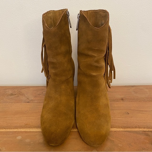 Charles By David Charles - Boulder Suede Booties with Fringe - Cognac Sz 9 - Picture 14 of 16